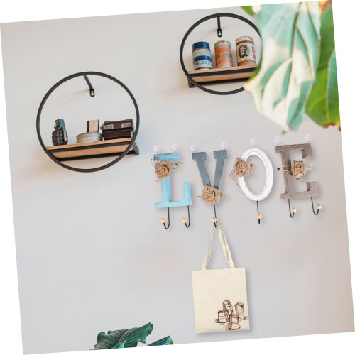 Vintage Wall Mounted Coat Hooks Set Solid Wood and Iron Rack  Load Capacity for Entryway Organization 2
