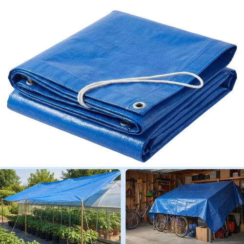 Plastic Woven Fabric Any Weather Protective Tarps Folding 2