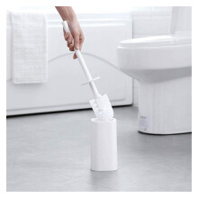 Toilet Brush and Holder Set with Compact Covered Holder, SpaceSaving Bathroom Cleaning Brush for Small Bathrooms