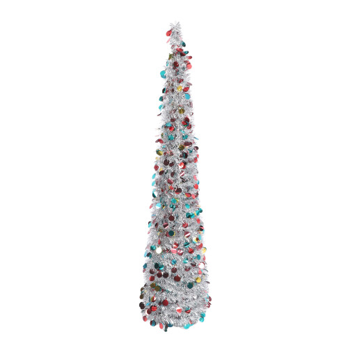 4.9ft PET Foldable Sequin Xmas Tree, 981g, Silver