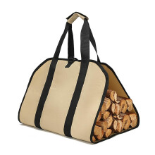 Firewood Carrier Bag Heavy Duty Waterproof Canvas Log Tote with Thickened Oxford Base for Indoor Outdoor Use