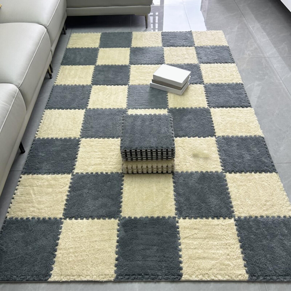 48Pcs Plush Interlocking Carpet Tiles Soft Eva Foam Floor Mat For Living Room And Kids Room Apricot Gray 9771547820017