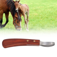 Double Edged Hoof Knife Farrier Tool with Stainless Steel Blade and Ergonomic Wooden Handle for Trimming of Horse