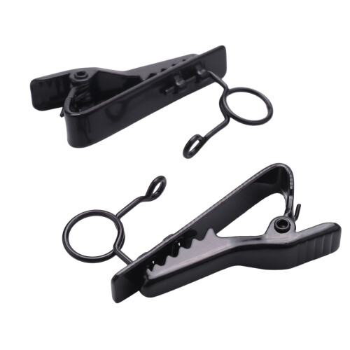 10 Pcs Ring  7.5 mm Microphone Clip Holder Tie Clip Collar Clip Practical (Black) 1