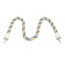 Bird Cotton Rope Perch L Pink/Yellow/Blue Colorful