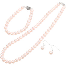 1Set Pink Pearl Theme Jewelry Gift Set Chic Necklace Bracelet Earring