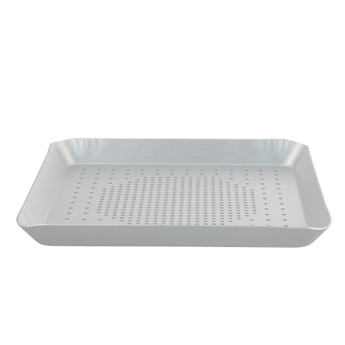 1Pc Silver Aluminium Alloy Square Baking Pan Perforated Pizza Tray