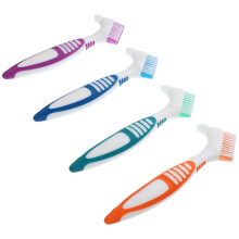 4Pcs Double Sided Denture Brushes with Nylon Bristles Assorted Colors