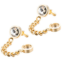 1Pair Men's Golden Crystal Cuff Links Elegant Shirt Jewelry Gift