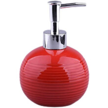 Red Ceramic Soap Dispenser and Lotion Dispenser with Stainless Steel Pump, Refillable Countertop Design