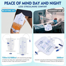 3PCS Catheter Bags for Men Urinary Drainage Bags with Anti-Reflux Chamber Kink-Resistant Thickened Tube 25MM