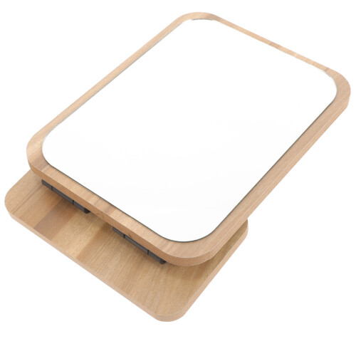 Wooden Swivel Mirror Beige Desktop Tabletop Stand