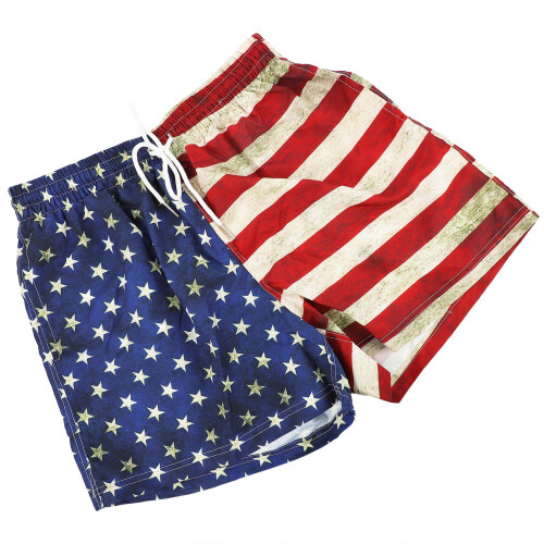 1Pair Men Summer Swim Trunks Assorted Color Polyester Beach Shorts