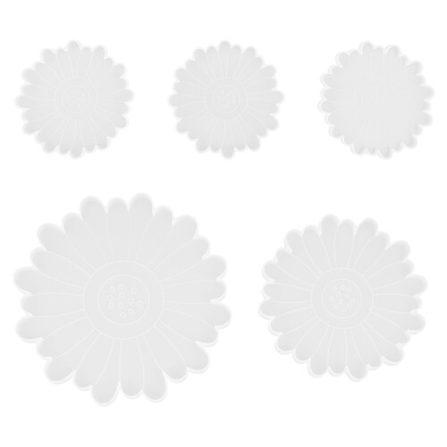 5Pcs White Silicone Daisy Coaster Molds DIY Casting Craft Supplies