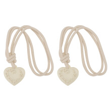2Pcs White Cotton Curtain Tiebacks Magnetic Heart Shape Home Decor
