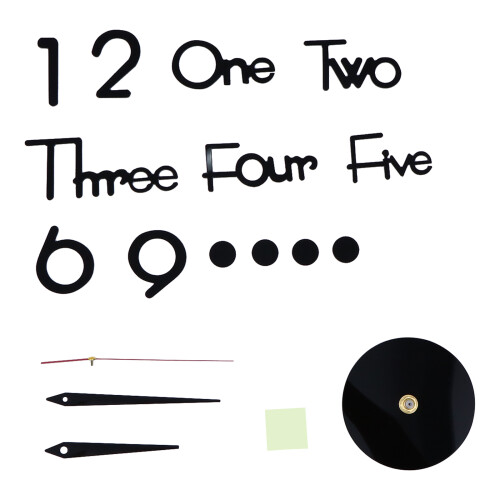 1Set Modern Acrylic Mute Wall Clock Black DIY Wall Decor for Home