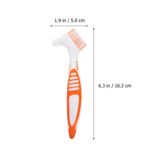 4Pcs Double Sided Denture Brushes with Nylon Bristles Assorted Colors 1