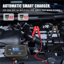 12V 10A 24V 5A Zweikanal--Batterieladegerät für Lithium-, AGM-, GEL-, Blei-Säure- und LiFePO4-Batterien, Auto- und Motorradladegerät (EU)