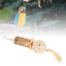 Parrot Chew Toy Sola Wood Log with Silk Leaves Soft Ball & Boredom Buster