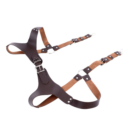 Adjustable Vintage PU Leather Men Suspenders Brown