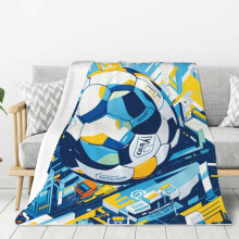 Soft Flannel Soccer Blanket 50x60 for Kids and Adults, Cozy Sports Throw Blanket for Bedroom and Living Room