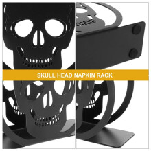 2X Cocktail Napkin Holder Halloween Skull Design Black Tissue Holder Iron Paper Napkin Holder Organizer