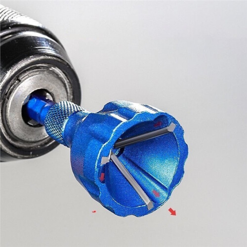 Deburring External Chamfer Tool with Carbide Blades,Hex Shank Deburring Tool,Bolt Thread Repair with Quick Release Shank 1