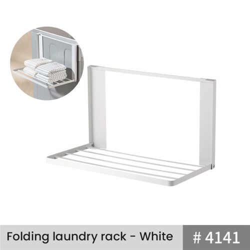 Space-Saving Magnetic Shelf Foldable Laundry Room Organizer Magnetic Folding Storage Rack for Washing Machine White 1