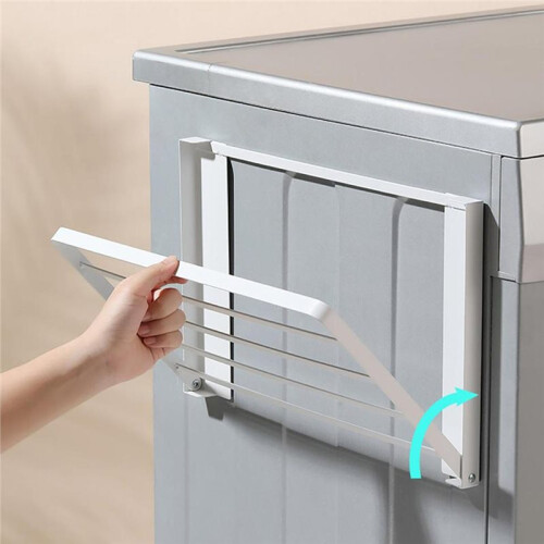Space-Saving Magnetic Shelf Foldable Laundry Room Organizer Magnetic Folding Storage Rack for Washing Machine White 2