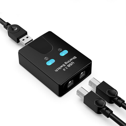 USB3.0 Printer Sharing Device 2 in 1 Out Printer Sharing Device 2-Port Manual KVM Switching Splitter with Remote Control 2