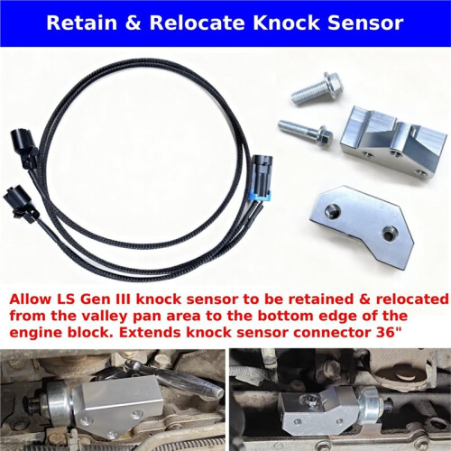 Knock Sensor Relocation Brackets with Extension Relocation Harness for  LS Gen 3 Engines LS1 LM7 LR4 LS6 L59 LQ9 1