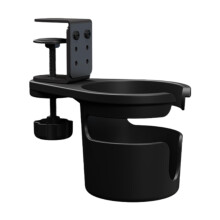 Rotating Desk Cup Holder with 360 Rotation, Adjustable Clamp On Drink Holder for Office and Outdoor Use