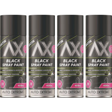 4 x 400ml Paint Aerosol Car Black Satin Spray Van Bike Plastic Metal
