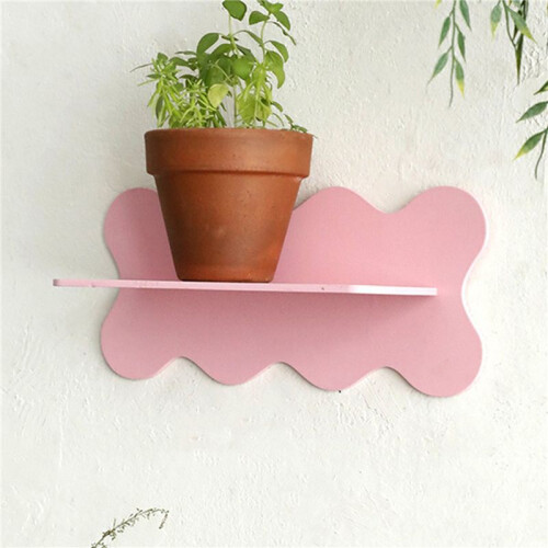2X Wooden Wavy Storage Rack Wall Shelf Home Decoration 2