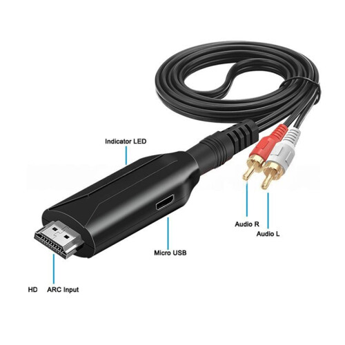 1Pc AE01 Audio Converter, High-Definition Audio Separator, ARC Audio Feedback Converter, ARC Audio Extractor Cables 2