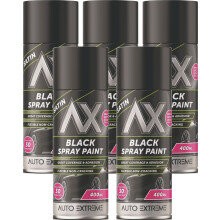5 x 400ml Paint Aerosol Car Black Satin Spray Van Bike Plastic Metal
