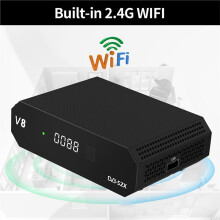 Receptor de Satélite V8 DVB-S/S/S2X 1080P Full HD HEVC, WiFi 2.4G Integrado, BISS, Decodificador de TV Digital con Cambio Automático, Enchufe