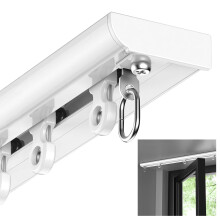 Ceiling Mount Curtain Track 230cm 7.5ft White Metal Rod, Curved Edge Rail with Easy Fit Hardware