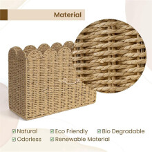 Woven Natural Fibre Magazine Holder, Scalloped Floor Magazine Rack, Hand-Woven Organizer, Boho Modern Book Basket