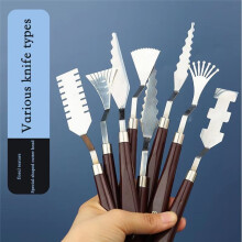 9 Pcs Flower Art Scraper Texture Knife Art Palette Knife Special-Shaped Scraper Oil Painting Acrylic Paint Tool