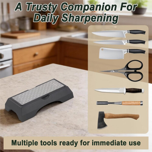 Dual-Grit Diamond Sharpening Stone, 400/1000 Grit with Non-Slip Base for Precision Blade Sharpening 2