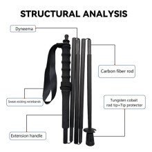 Ultra-Light Carbon Fiber Hiking Sticks, Foldable 5-Sections Trekking Poles 120cm