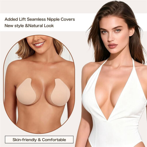Copricapezzoli Sottili, Riutilizzabili e Autoadesivi, Effetto Push-, In Silicone, per Donne. 1