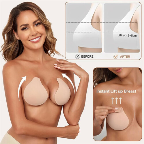 Copricapezzoli Sottili, Riutilizzabili e Autoadesivi, Effetto Push-, In Silicone, per Donne. 2