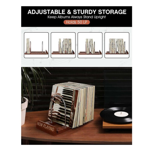 Rangement Extensible pour Disques Vinyles, Support Réglable pour 30 à 70 LP avec Indicateur de Lecture, Support pour Disques Vinyles