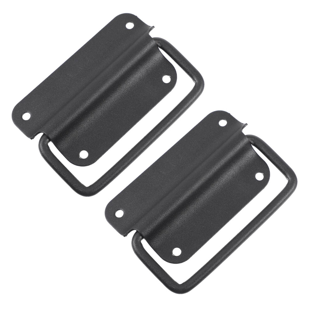 2 Pcs Folding Chest Handles Black Drawer Toolbox Rust-Resistant 3742672021033