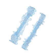 2Pcs Wedding Garter Set Blue Lace for Bride Stretch Women Accessories