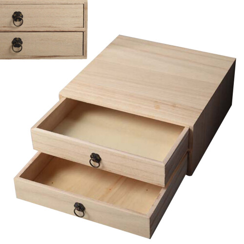 1Pc Beige Wooden Storage Box Multi-Layer Desktop Drawer Organizer