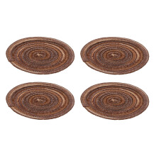 4Pcs Brown Cotton Woven Placemats Heat Resistant Tableware Mats