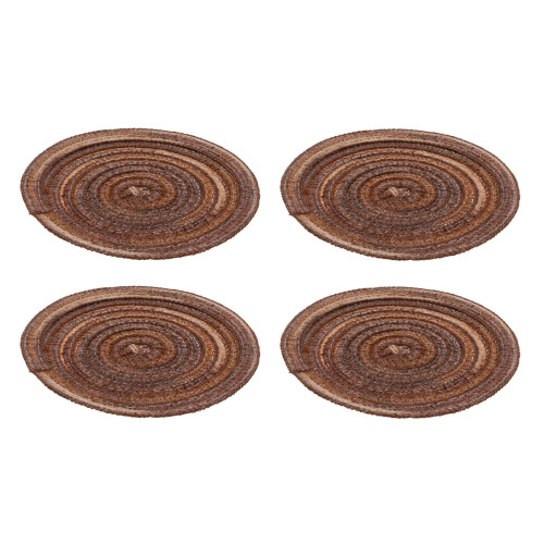 4Pcs Brown Cotton Woven Placemats Heat Resistant Tableware Mats